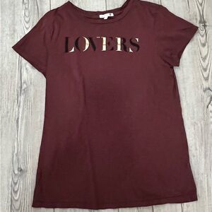 Sundry Lovers Tee Shirt Size 3 (Large) Wine Red Gold Stitch Back Like New